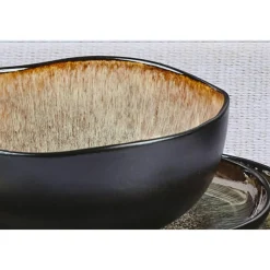 6 Bols en Grès Iris beige/marron - 80 cl