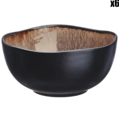 6 Bols en Grès Iris beige/marron - 30 cl
