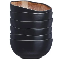 6 Bols en Grès Iris beige/marron - 30 cl