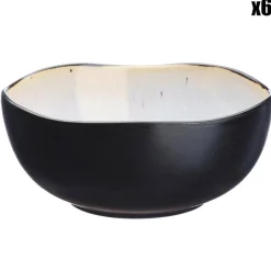 6 Bols en Grès Iris blanc/ivoire - 80 cl