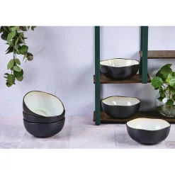 6 Bols en Grès Iris blanc/ivoire - 80 cl