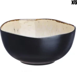 6 Bols en Grès Iris blanc/ivoire - 30 cl