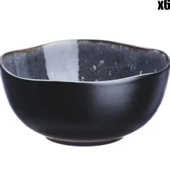 6 Bols en Grès Iris bleu foncé - 30 cl