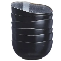 6 Bols en Grès Iris bleu foncé - 30 cl