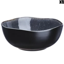 6 Bols en Grès Iris bleu foncé - 80 cl