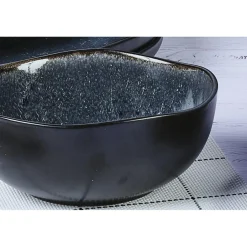 6 Bols en Grès Iris bleu foncé - 80 cl