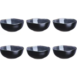 6 Bols en Grès Iris bleu foncé - 80 cl
