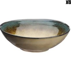 6 Bols en Grès Island kaki/bleu - 100 cl