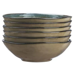 6 Bols en Grès Island kaki/bleu - 100 cl