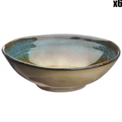6 Bols en Grès Island kaki/bleu - 30 cl