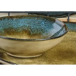 6 Bols en Grès Island kaki/bleu - 30 cl