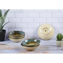 6 Bols en Grès Island kaki/bleu - 30 cl