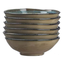 6 Bols en Grès Island kaki/bleu - 30 cl
