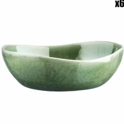 6 Bols en Grès Magma verts - D.18.5 cm