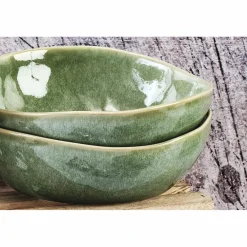 6 Bols en Grès Magma verts - D.18.5 cm