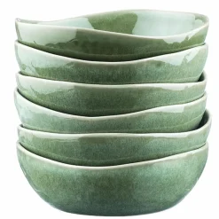 6 Bols en Grès Magma verts - D.18.5 cm