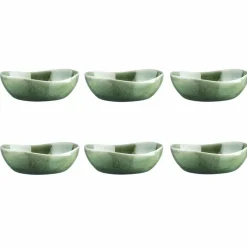 6 Bols en Grès Magma verts - D.18.5 cm