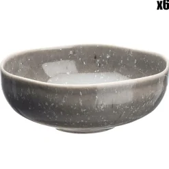 6 Bols en Grès Stellar gris/anthracite - 25 cl