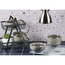 6 Bols en Grès Stellar gris/anthracite - 70 cl