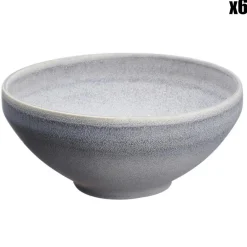 6 Bols en Grès Stone gris clair - 60 cl