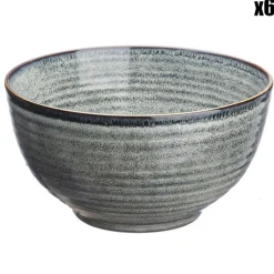 6 Bols en Grès Zen gris/bleu - 50 cl