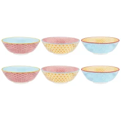 6 Bols Pattern Color bleu clair/rouge/jaune - D.21 cm