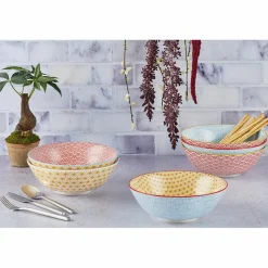 6 Bols Pattern Color bleu clair/rouge/jaune - D.21 cm