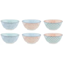 6 Bols petit-déjeuner Pastel rose pastel/bleu pastel/vert pastel - D.15 cm