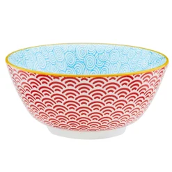6 Bols petit-déjeuner Pattern Color bleu clair/rouge/jaune - D.15 cm
