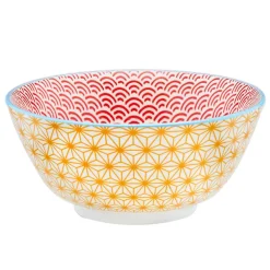 6 Bols petit-déjeuner Pattern Color bleu clair/rouge/jaune - D.15 cm