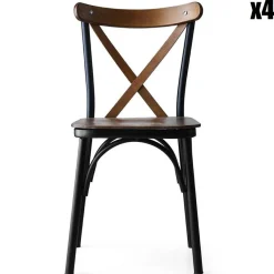 4 chaises ahsa marron/noir - 42x84x41 cm