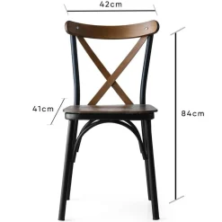 4 chaises ahsa marron/noir - 42x84x41 cm