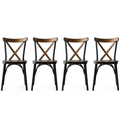 4 chaises ahsa marron/noir - 42x84x41 cm