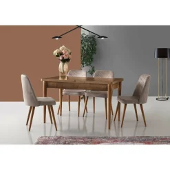 2 Chaises Dallas 555 noyer/beige - 50x90x49 cm