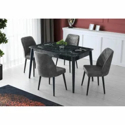 4 Chaises Dallas anthracite - 50x90x49 cm