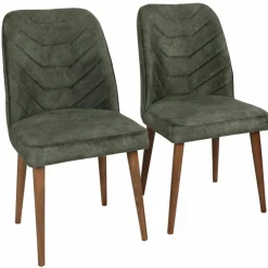 2 Chaises Dallas noyer/vert foncé - 90x50x49 cm