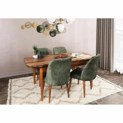 2 Chaises Dallas noyer/vert foncé - 90x50x49 cm