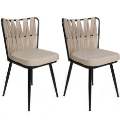 2 Chaises Kusakli crème/noir - 43x82x43 cm