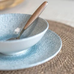 6 Coupelles Aqua15Cm En Porcelaine BlancEt Bleu