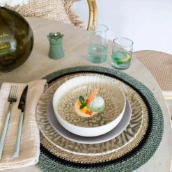 6 Coupelles Jade600Ml En Grès BeigeEt Vert