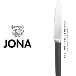 6 Couteaux à steak Jona inox mat - 24x2x1 cm