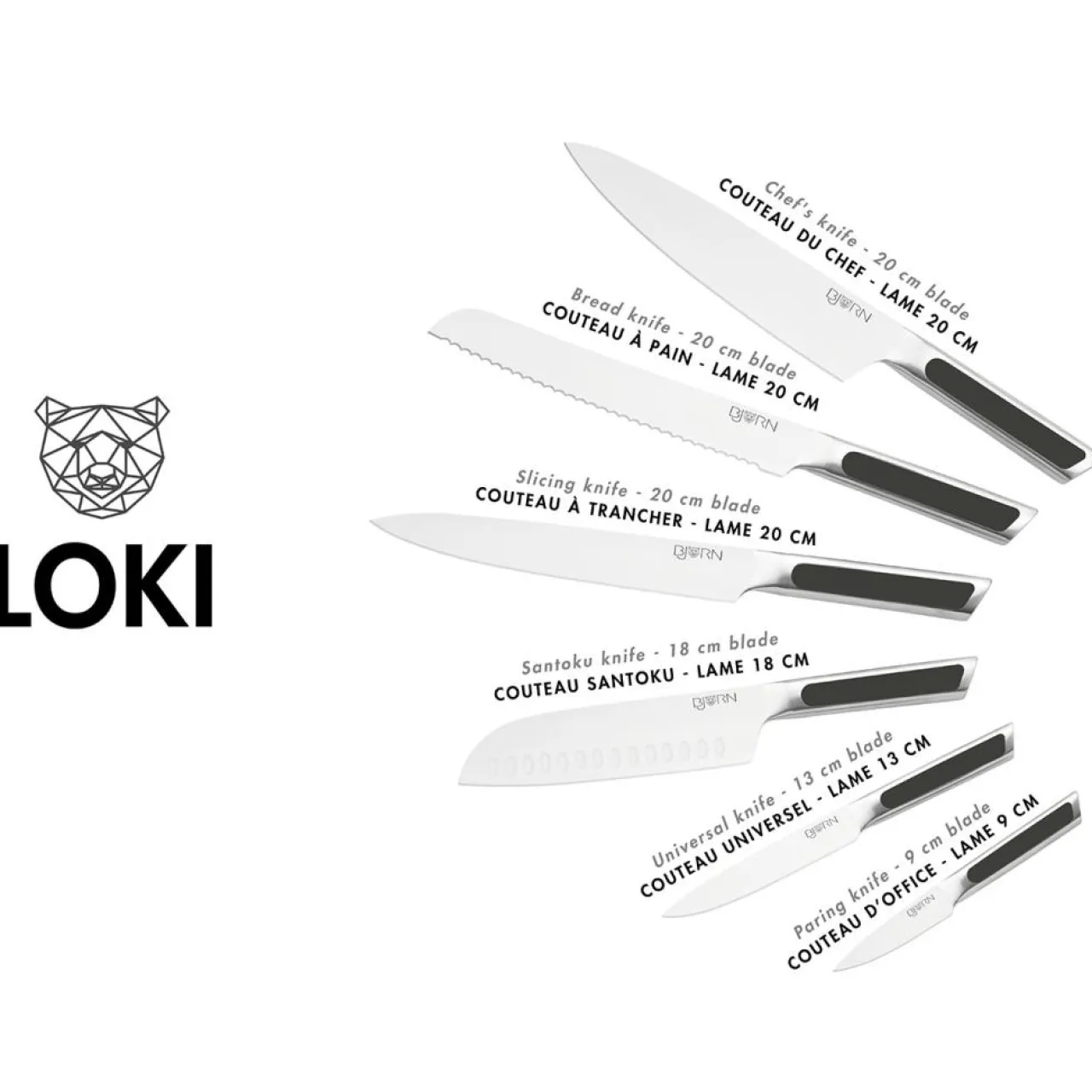 6 Couteaux de cuisine Loki inox mat