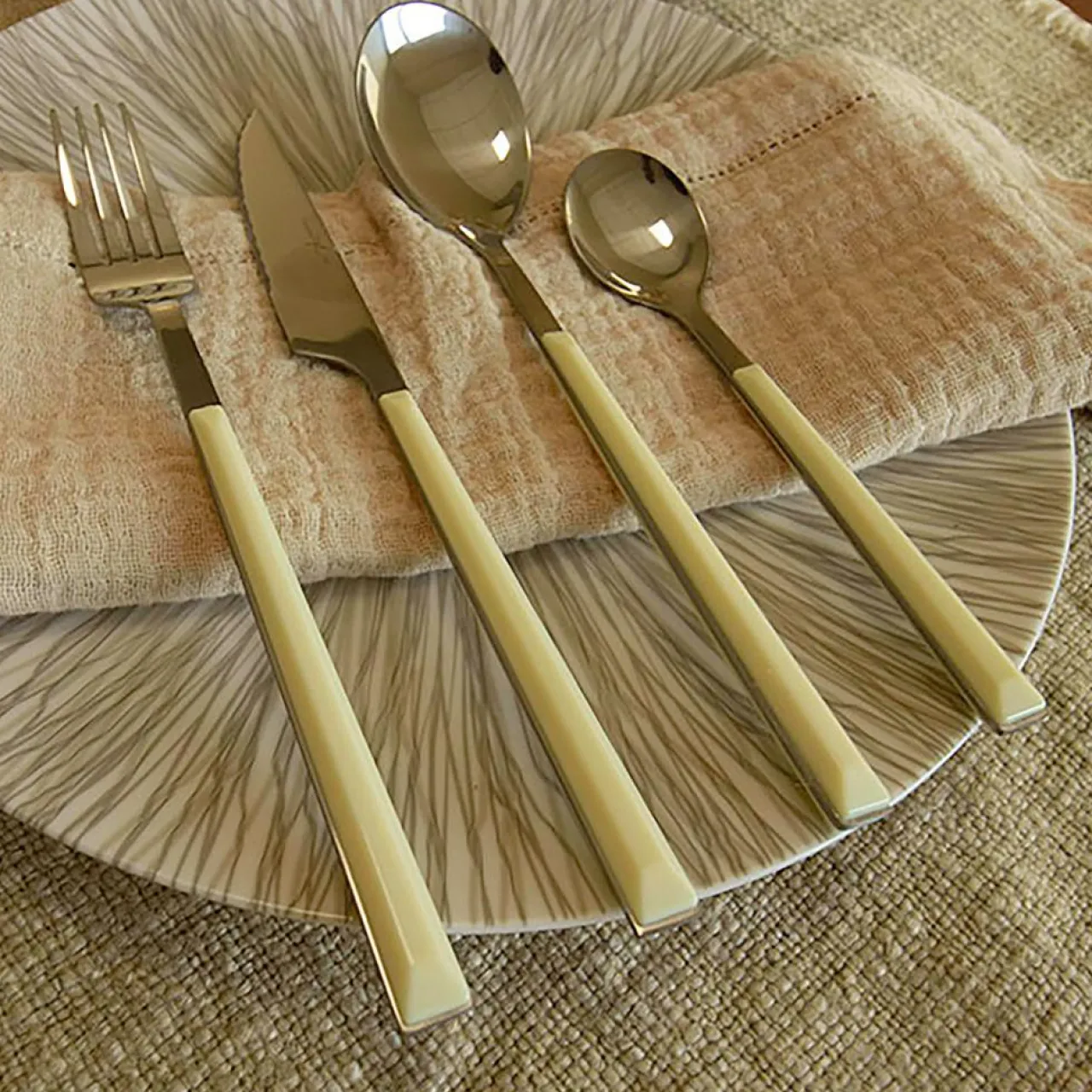 6 Couteaux de table Colorama crème - 23.5 cm