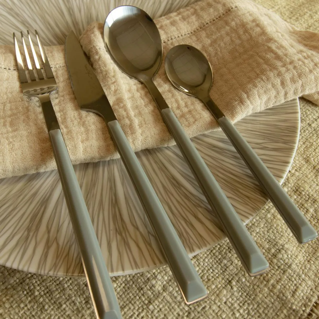 6 Cuillères de table Colorama grises - 21.5 cm