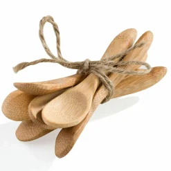 6 Cuillères en bambou beiges