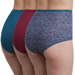 3 Culottes en Coton Bio rouge carmin/bleu/vert