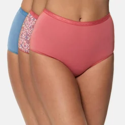 3 Culottes taille haute Coton Bio rose/bleu