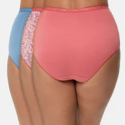 3 Culottes taille haute Coton Bio rose/bleu