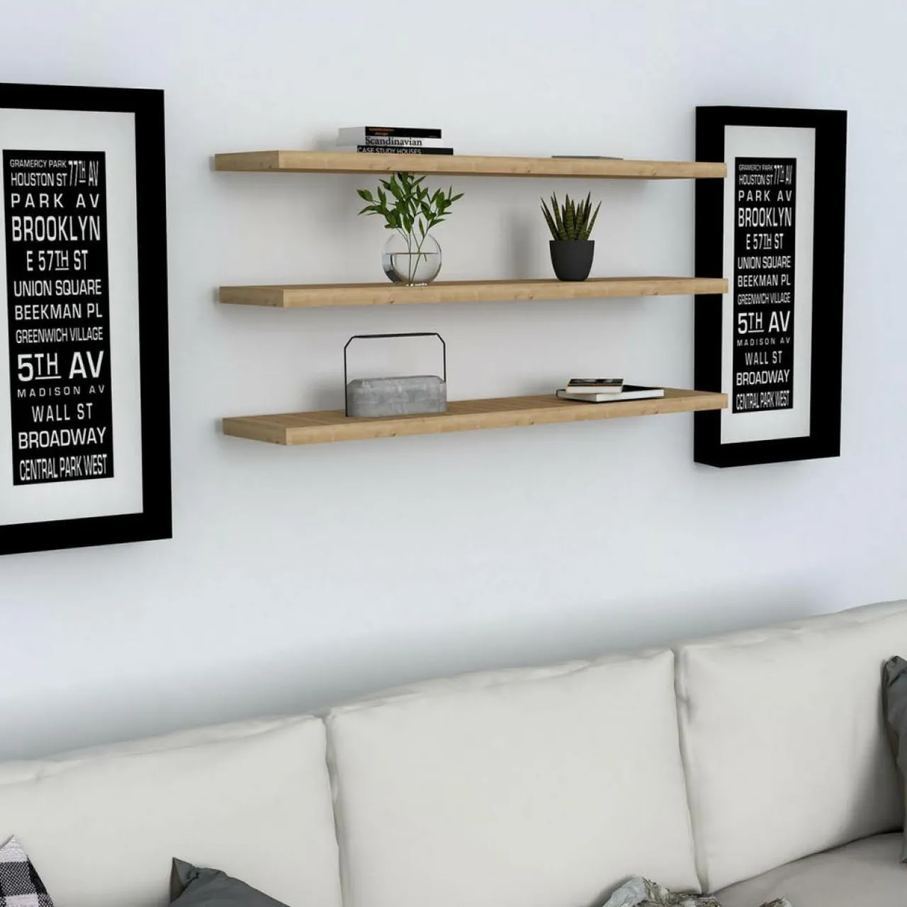 3 Etagères murales Boss saphir - 60x1.8x14.5 cm