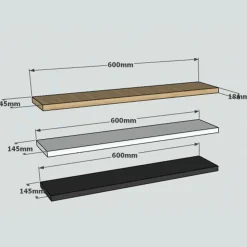 3 Etagères murales Boss saphir - 60x1.8x14.5 cm